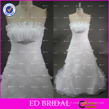 ED Robe de mariée élégante à bretelles bretelles en organza A Line Alibaba pour vente en gros